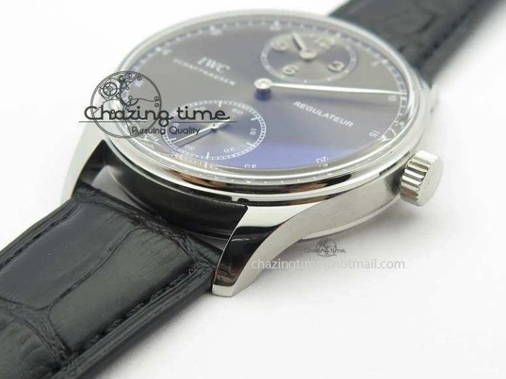 MIROTIME 0407 Portuguese IW544404 SS Gray Dial On Black Leather Strap A Practical 7259